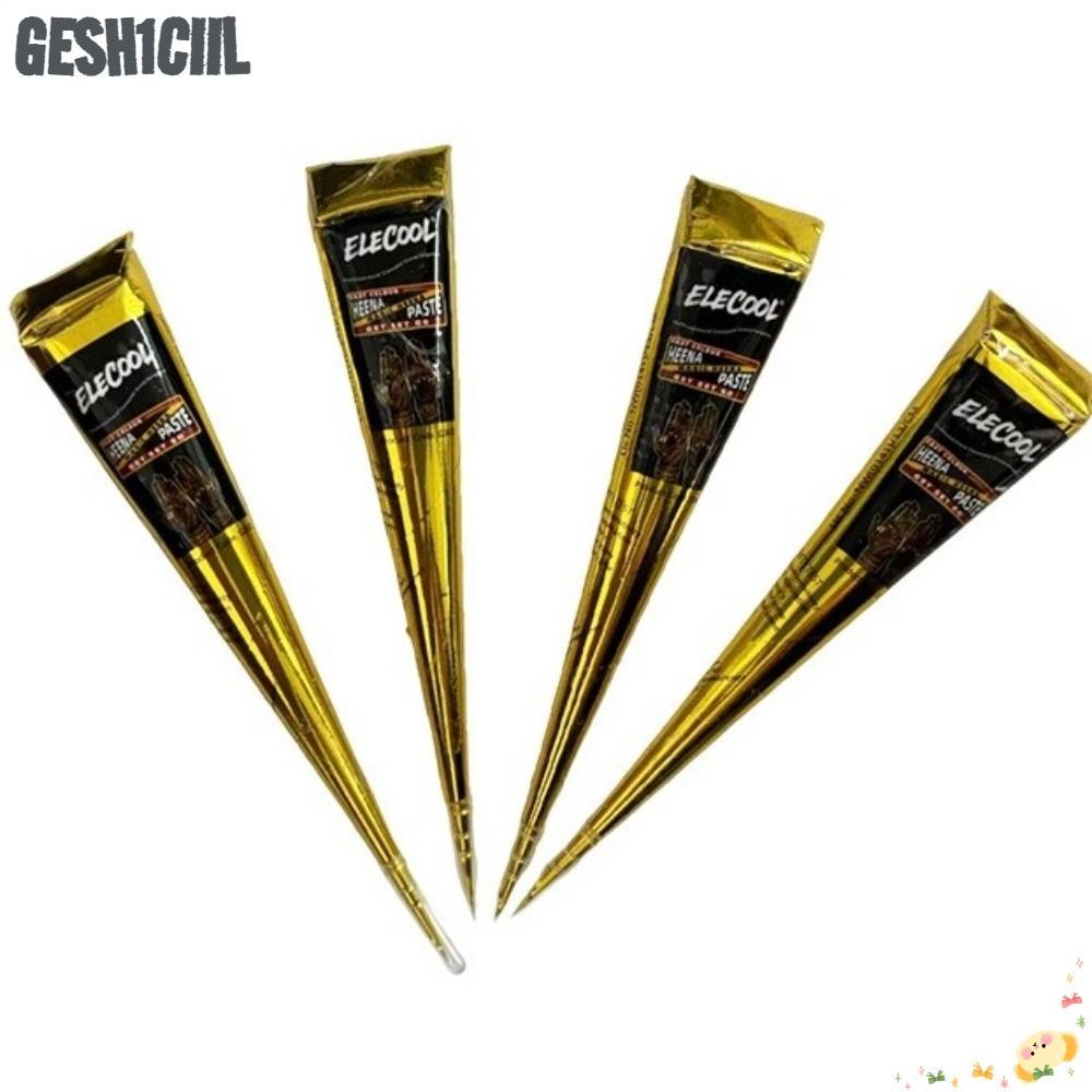 GESH1CIIL Henna Tattoo Cream, Dễ sử dụng Màu nâu đen Henna Paste Cone, Kem Henna Kem Henna Màu nâu t