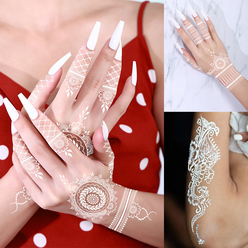 ❈ ❈ ❈ 🍎 ❈ ◈ ❈ ❈ 🇾 🇾 Hình xăm ren Henna trắng ❈ ❈ ❈#08