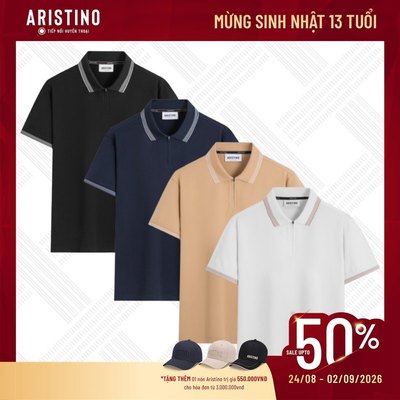 ARISTINO Áo Elite Polo Nam Ngắn Tay Cotton Organic Regular Fit Mềm Mại Thoáng Khí Thấm Hút Co Giãn