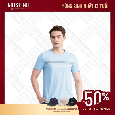 Áo thun tay ngắn ARISTINO thoáng mát thoáng khí áo thể thao nam regular fit ATS012S3