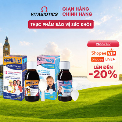 Bộ Duỡng Chất TPBVSK WELLBABY MULTI-VITAMIN LIQUID & WELLKID MULTI-VITAMIN LIQUID Hỗ Trợ Tăng Cường Đề Kháng Vitabiotics