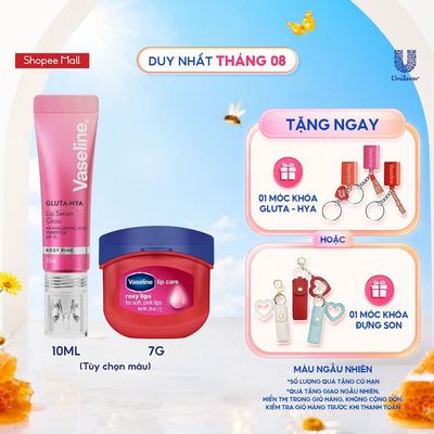 Combo son Vaseline Gluta Hya Rosy Lip Serum Gloss 10ml (tùy chọn) và Sáp dưỡng môi hồng xinh 7g
