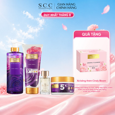 Combo Sữa Tắm 640g, Sữa Dưỡng Thể 300g, Tẩy Da Chết 220g Và Nước Hoa 50ml Cindy Bloom - Chu Trình Chăm Sóc Da Toàn Thân