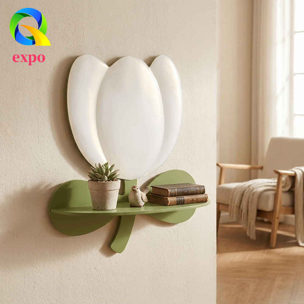 EXPO LIMIT Tulip Kệ Treo Tường Nổi, Phong Cách Bohemian Hình Hoa Nổi Giá Để Đồ, Trang Trí Thẩm Mỹ Gỗ