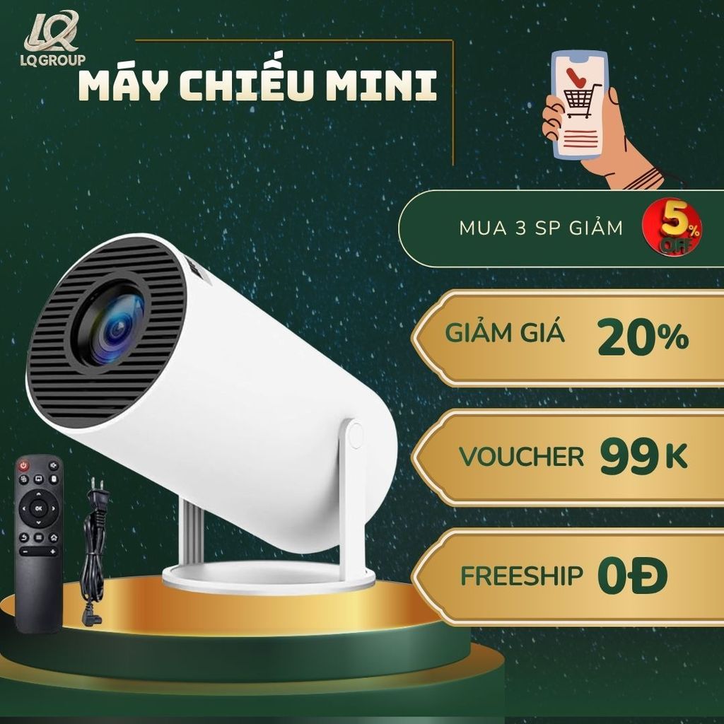 LQ- [MỚI] Máy chiếu mini HY300 PRO / HY320 / HY300 / HY320 Mini Full HD android 11.0 độ sáng 300 ANS