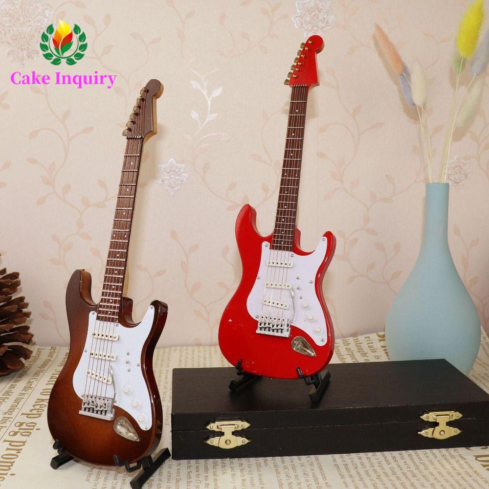 SAHRAI Mini Gỗ Đàn Guitar Điện, Mini Vintage Nhà Búp Bê Thu Nhỏ Đàn Guitar, Nhạc Cụ Sáng Tạo Đàn Gui