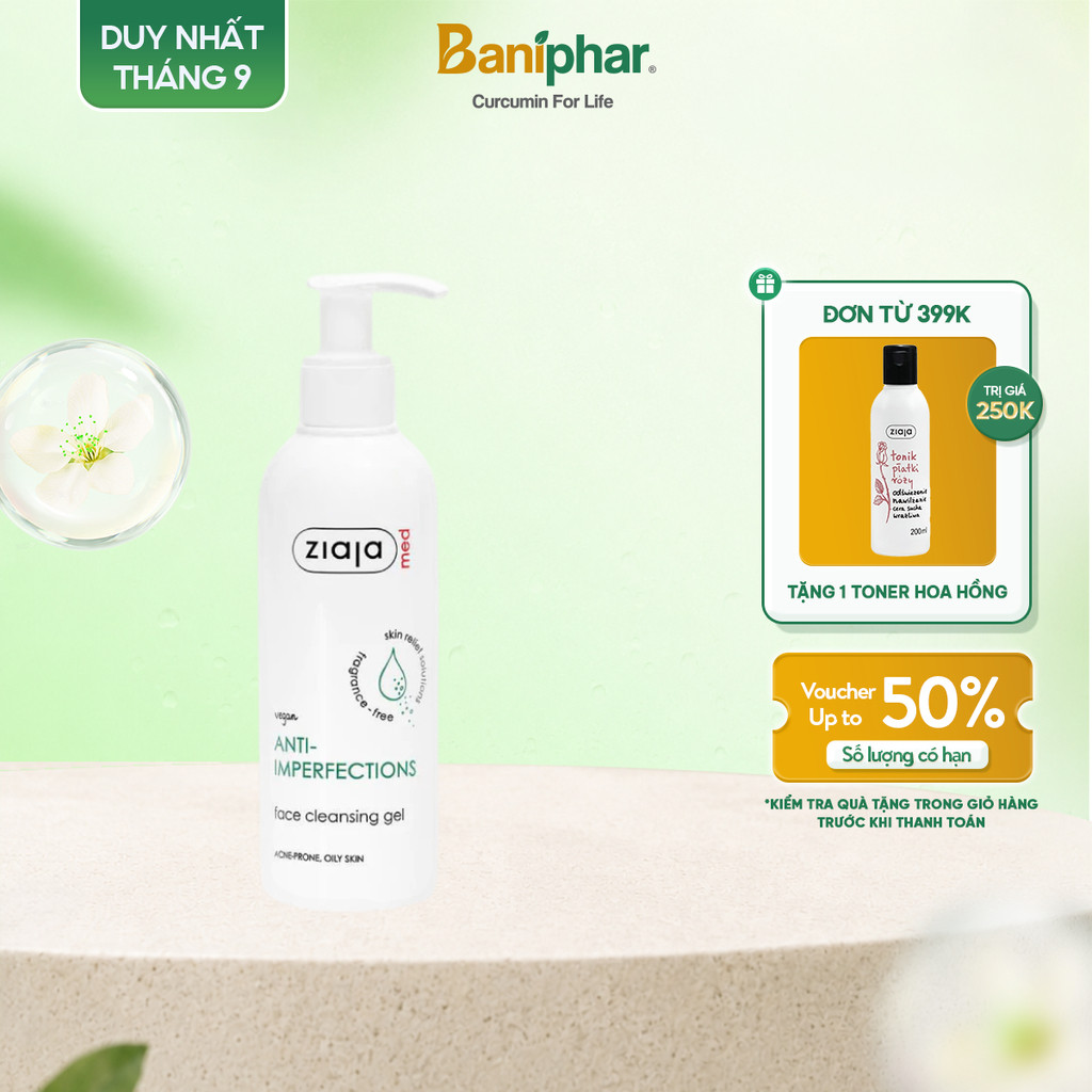 [Chính Hãng] Gel rửa mặt Ziaja Med Anti-Imperfections ngừa khuẩn giảm mụn 200ml