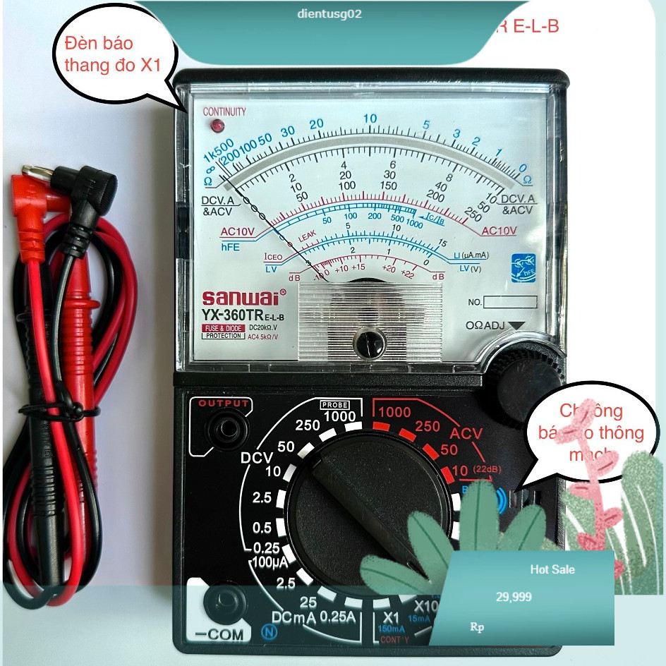 (Có Đèn &Loa) Đồng Hồ Đo Điện Vạn Năng SANWAI YX-360TR-ELB Có Đèn Và Loa Báo Đo Thông Mạch BH 3Tháng