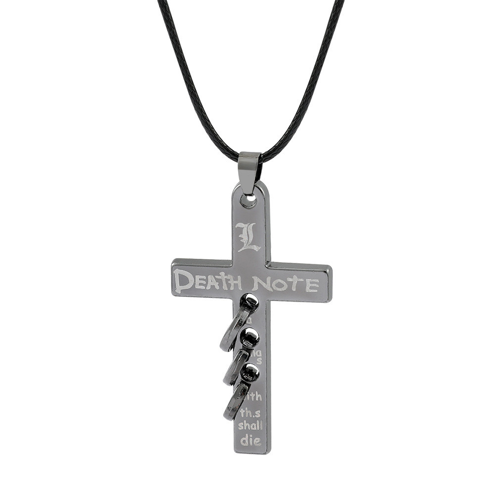 Death Note Death Note Death Note Death Note Death Cross Laser Lettering Vòng cổ mặt dây chuyền nam h