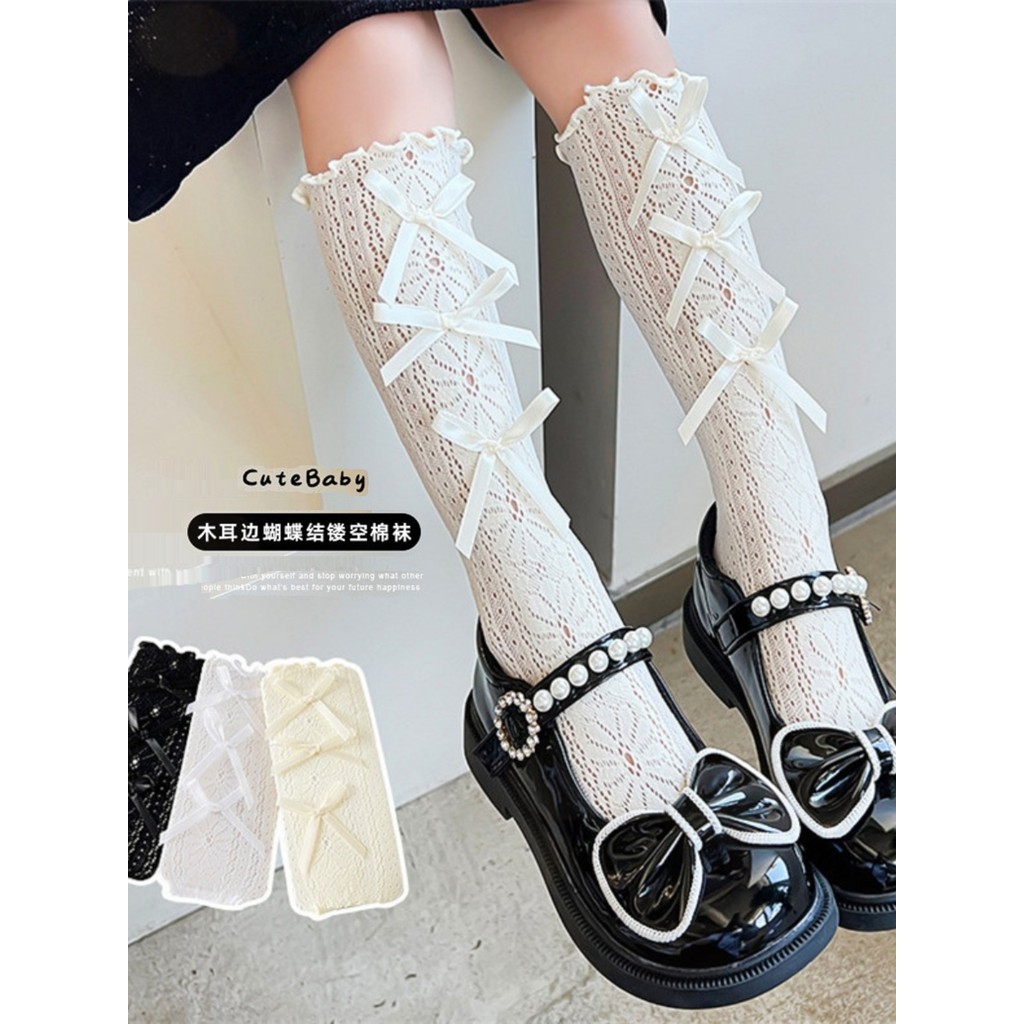Bé Gái Tuyết Trắng Ren Vớ Ren Tất lolita Dễ Thương lolita Giữa Ống Tất Mùa Hè Mỏng Vớ