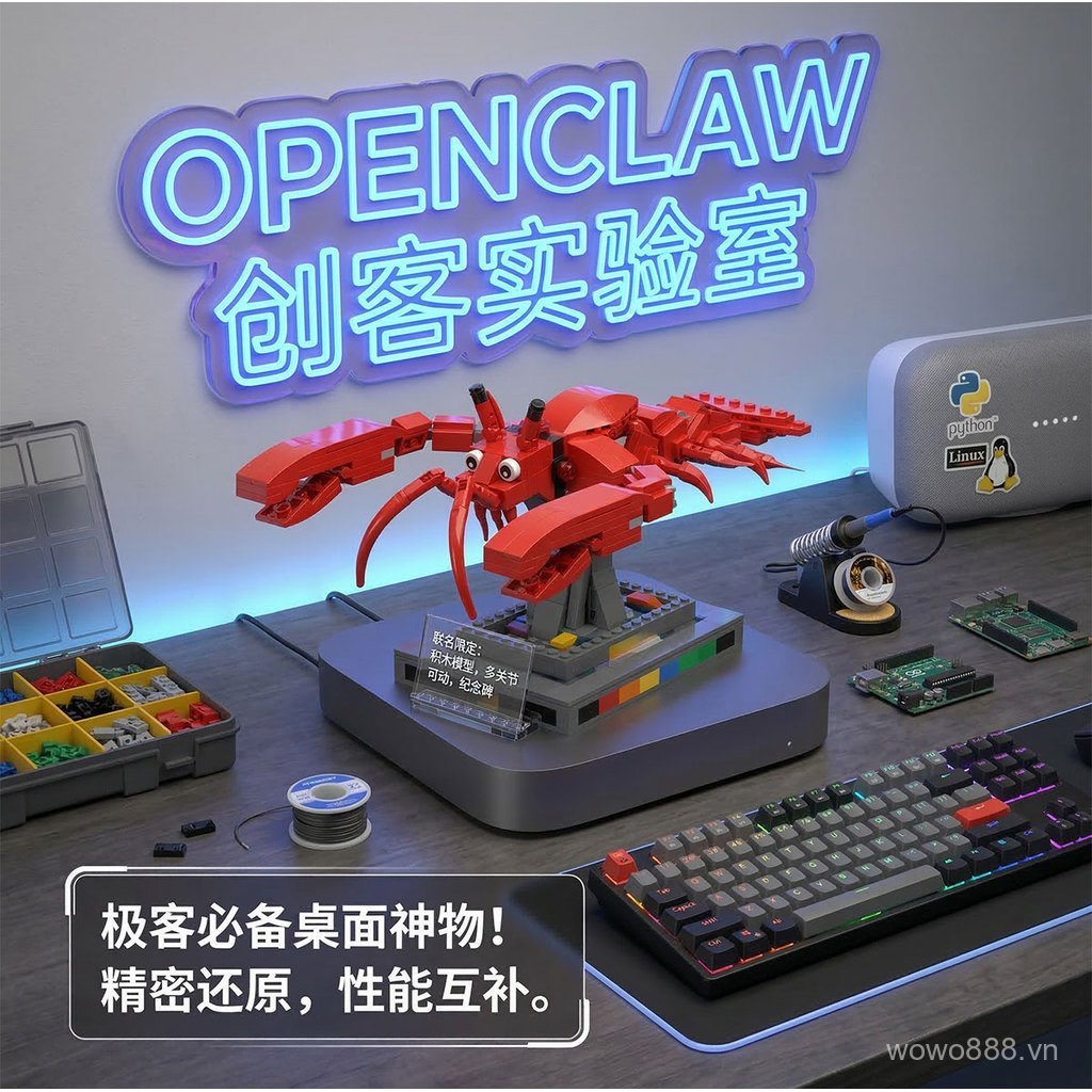 Tôm Hùm Thực Thể Thông Minh openclaw Đồ Trang Trí Để Bàn Phòng Từ Xa Khối Xây Dựng Lắp Ráp Đồ Chơi J