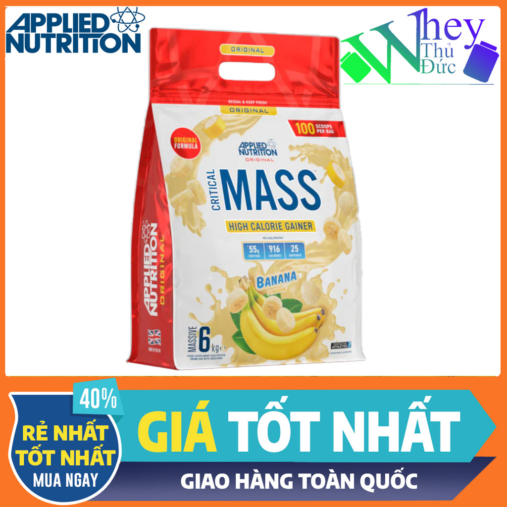 CRITICAL MASS 6KG Vị Chuối Applied Nutrition - Sữa tăng cân tăng cơ cho người gầy