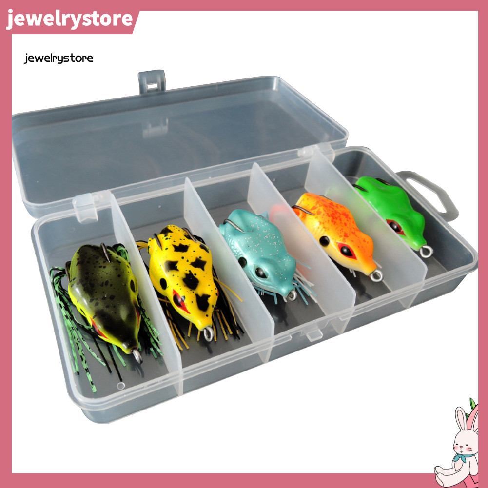 JET 5 Chiếc 3D Ếch Lớn Topwater Mồi Câu Cá Crankbait Móc Bass Mồi Giải Quyết Dụng Cụ