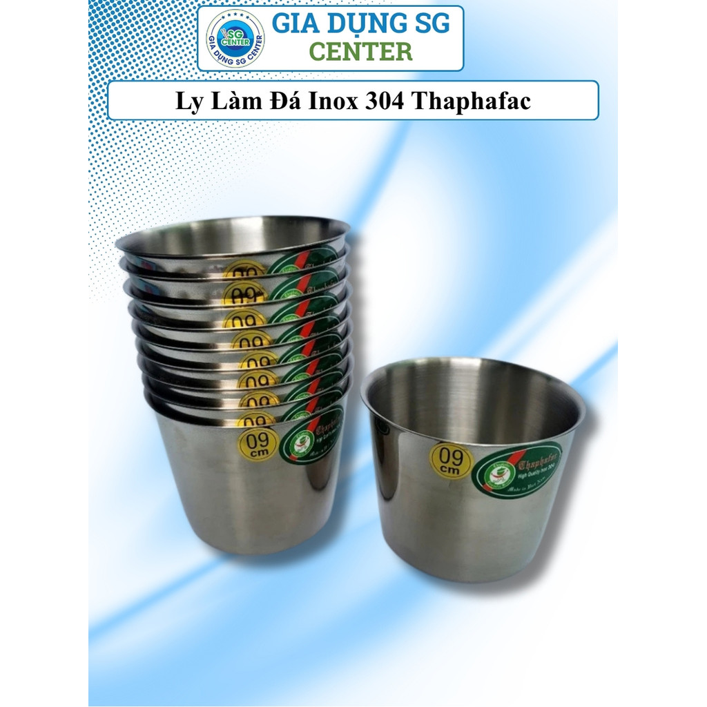 Ly Làm Đá Inox 304 Thaphafac, Cốc Inox Cao Cấp Dùng Tủ Lạnh, Combo 10 ly – Size 7/8/9/10cm