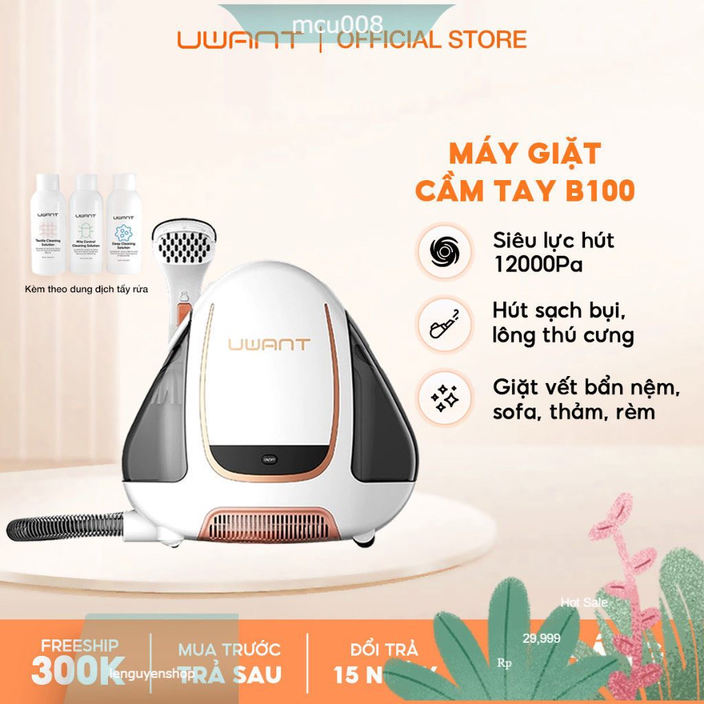 Máy giặt cầm tay Uwant B100-Bản Quốc Tế , dùng cho sofa, nệm, rèm, thảm