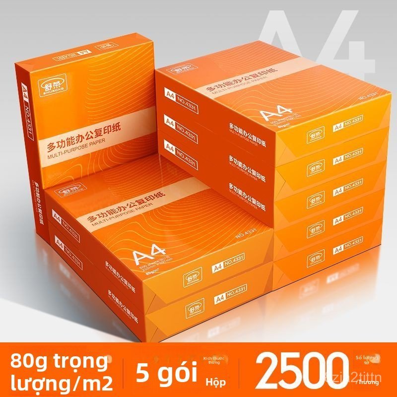 Giấy in A4 photocopy A4 nguyên thùng 70g 5 gói 500 tờ dày 80g văn phòng