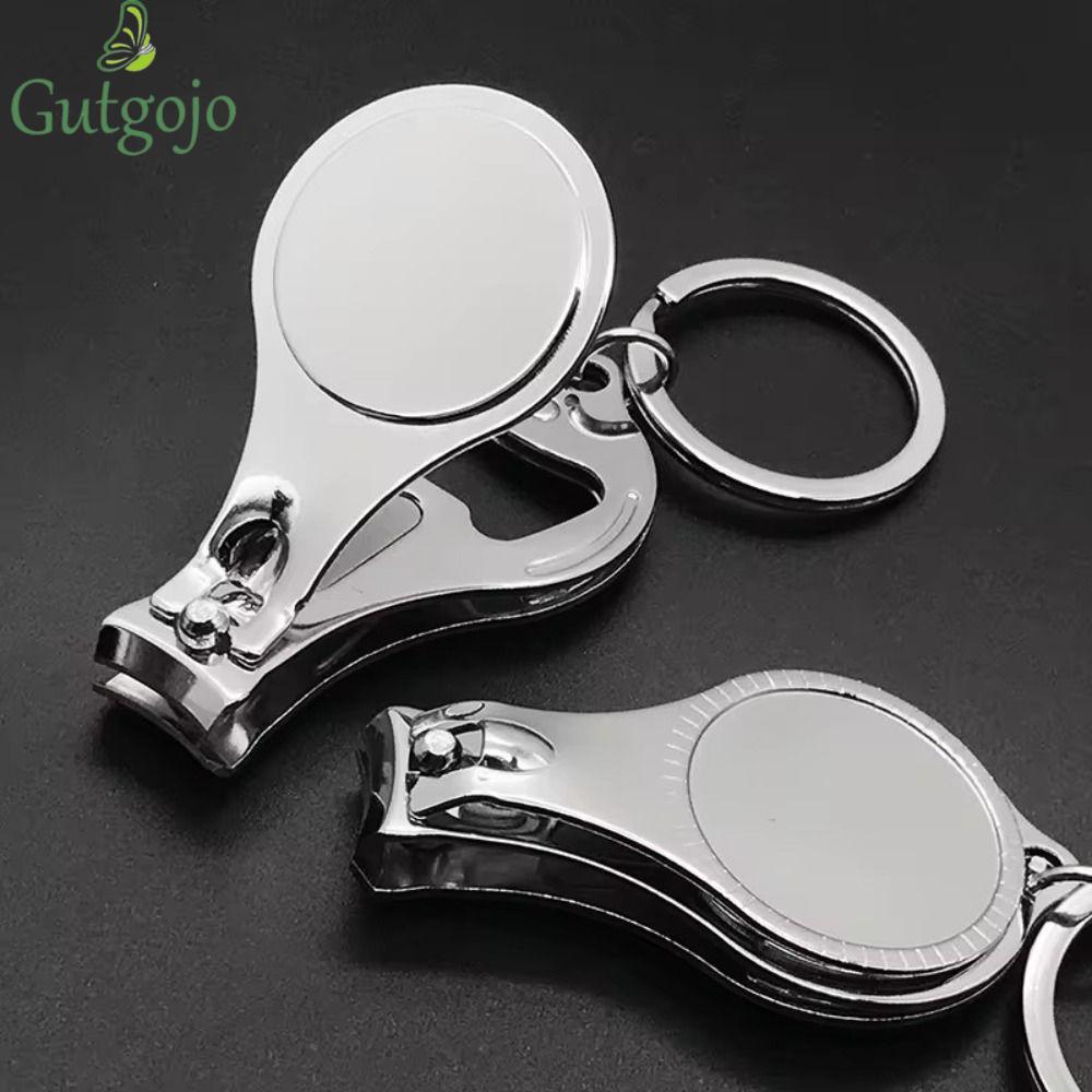 Dụng cụ mở nắp chai GUTGOJO Kering, Móc khóa cắt móng tay 3 trong 1 hình tròn, Dụng cụ cắt móng tay 
