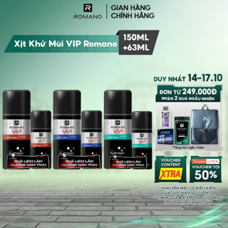 [TẶNG Xịt khử mùi 63ML] Xịt khử mùi cho nam cao cấp VIP Romano 150ml (Tặng mùi ngẫu nhiên)