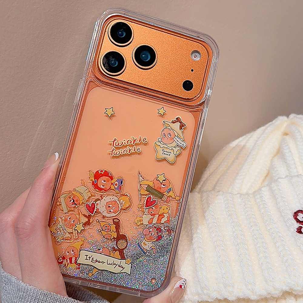 Ốp lưng Iphone Crystal Acrylic Hard Case Iphone 17 Pro Max Cute Twinkle Dynamic Quicksand Case Iphon