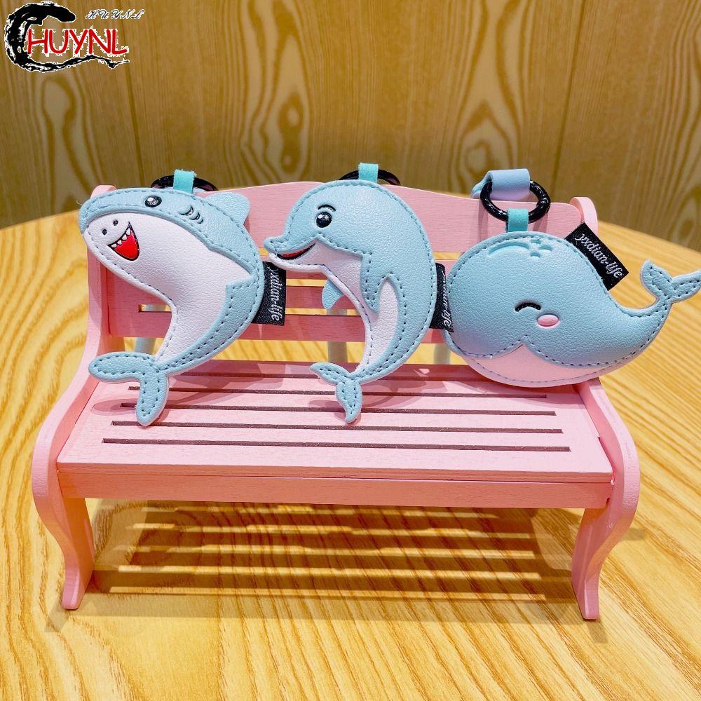 Móc khóa cá heo RENDZ, Mặt dây chuyền cá heo động vật đại dương bằng da PU, Túi quà tặng sinh nhật t