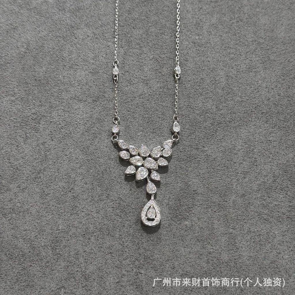 V Golden Josephine Luyu Irregular Water Drop Full Diamond Necklace for Women High-end