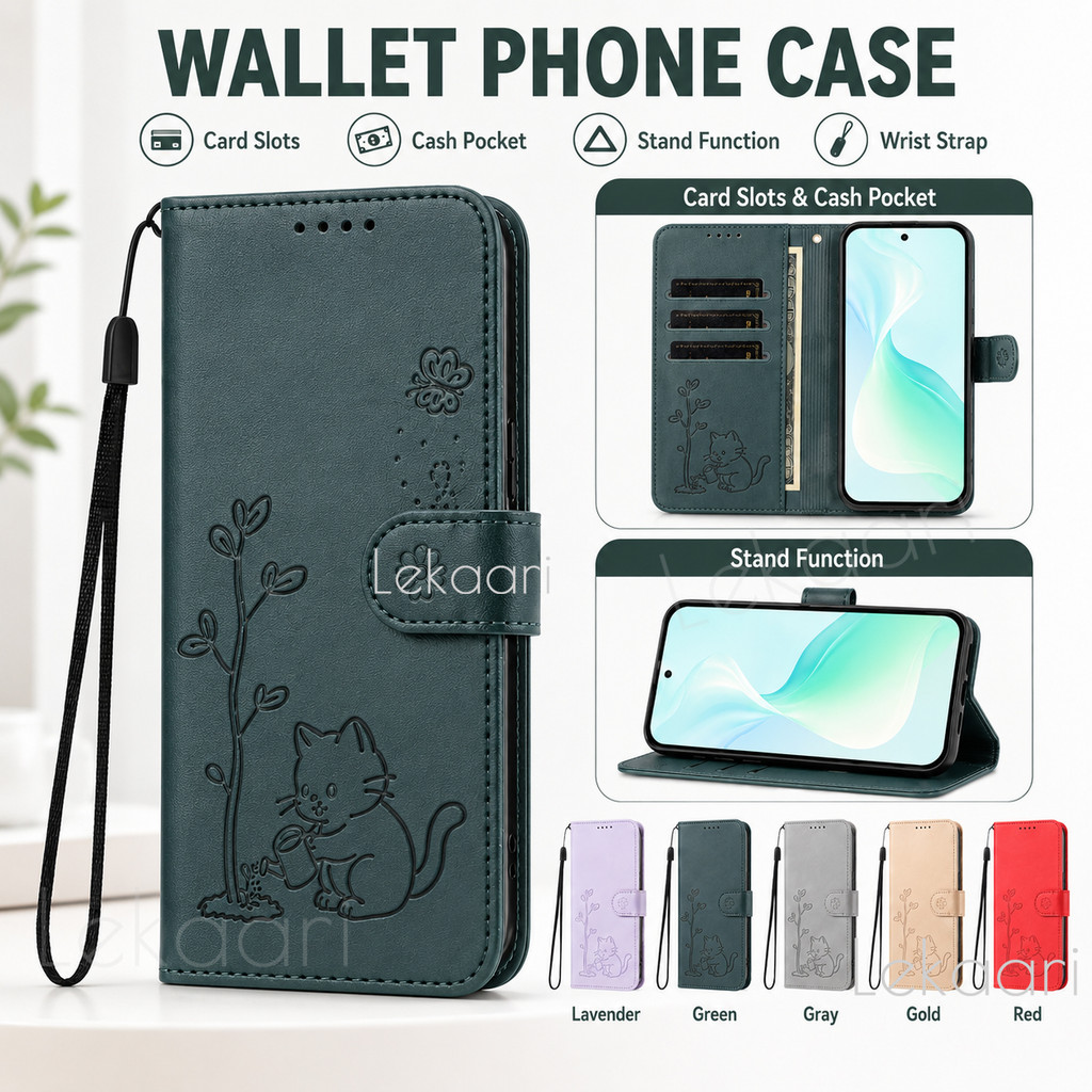 Ốp Lật Dễ Thương Cho Realme 7 P4 Power P3 P1 Gt 8 7 6t 5 NEO PRO PLUS RACING 5G Khe Cắm Thẻ Da Mèo D