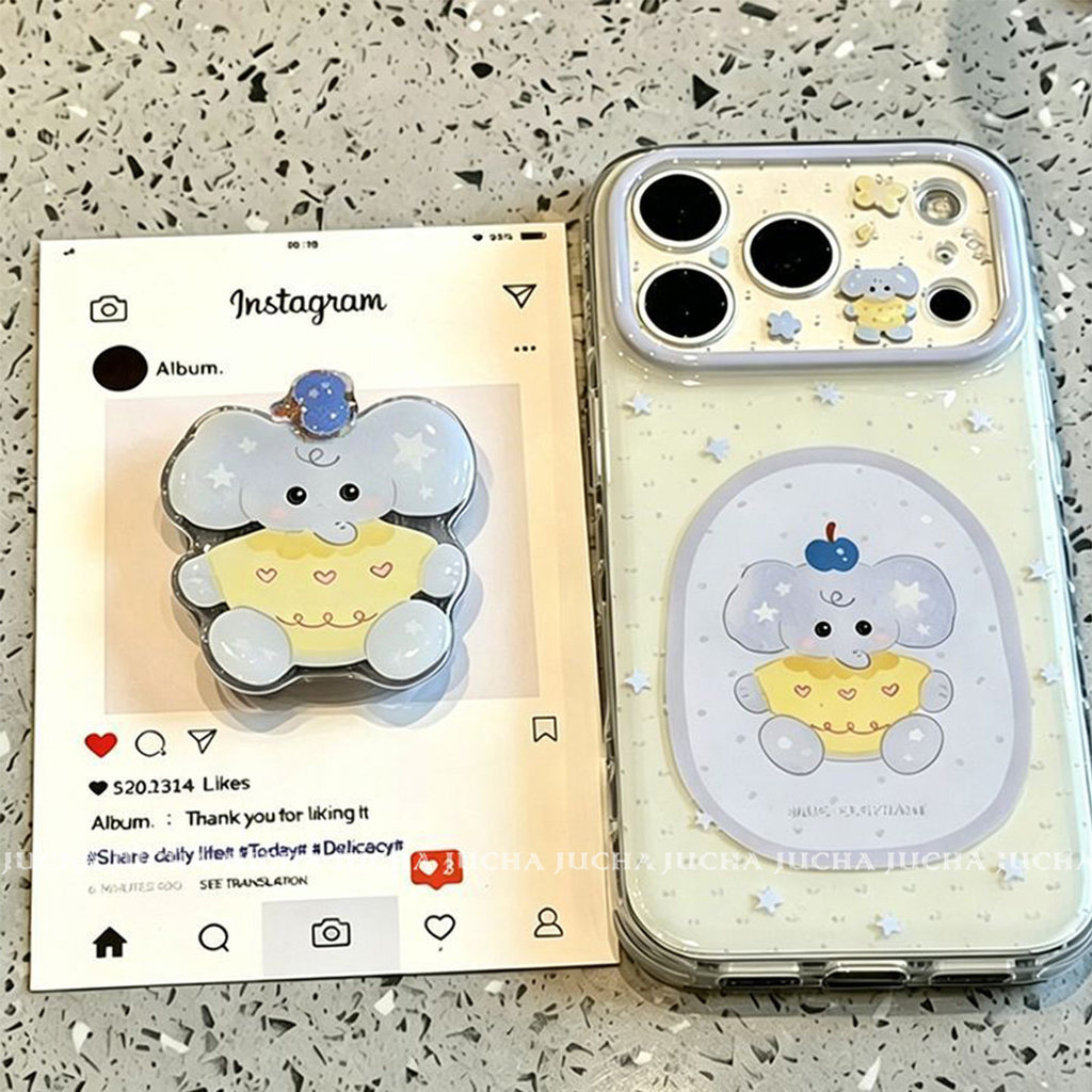Ốp Điện Thoại Hình Chú Voi Hình Ngôi Sao Dễ Thương Thích Hợp Cho Apple 17 / 16PRO Niche Chống Sốc iPhone15 / 14P Đơn Giản