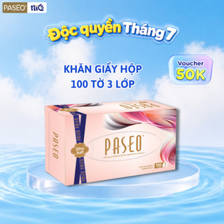 Hộp Khăn Giấy Lau Mặt PASEO 100 Tờ/Hộp Mềm Mịn An Toàn Cho Da Nhạy Cảm - Ultrasoft Lotion (3 Lớp)