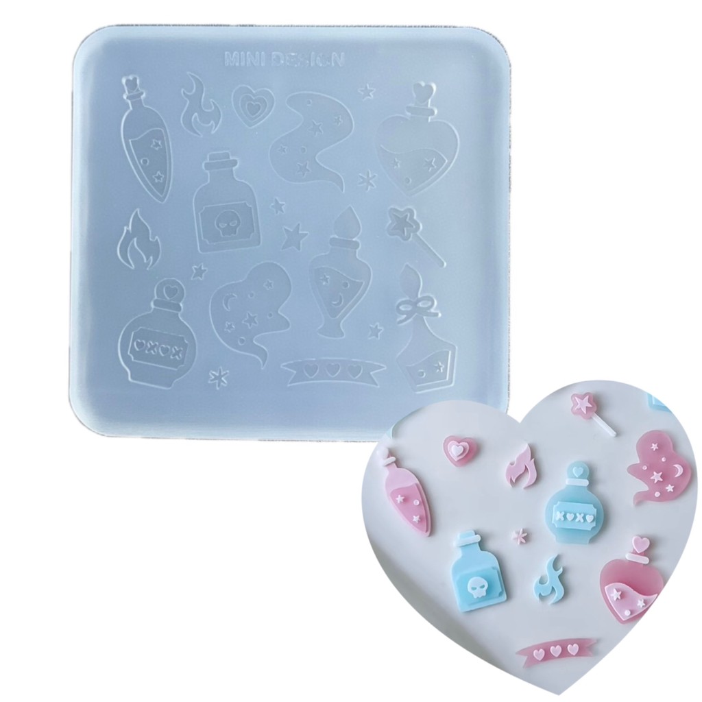 DIY Handmade Magic Potion Mold ab Nhựa uv Pha Lê Epoxy Móc Khóa Mini Mặt Dây Chuyền Khuôn Silicon