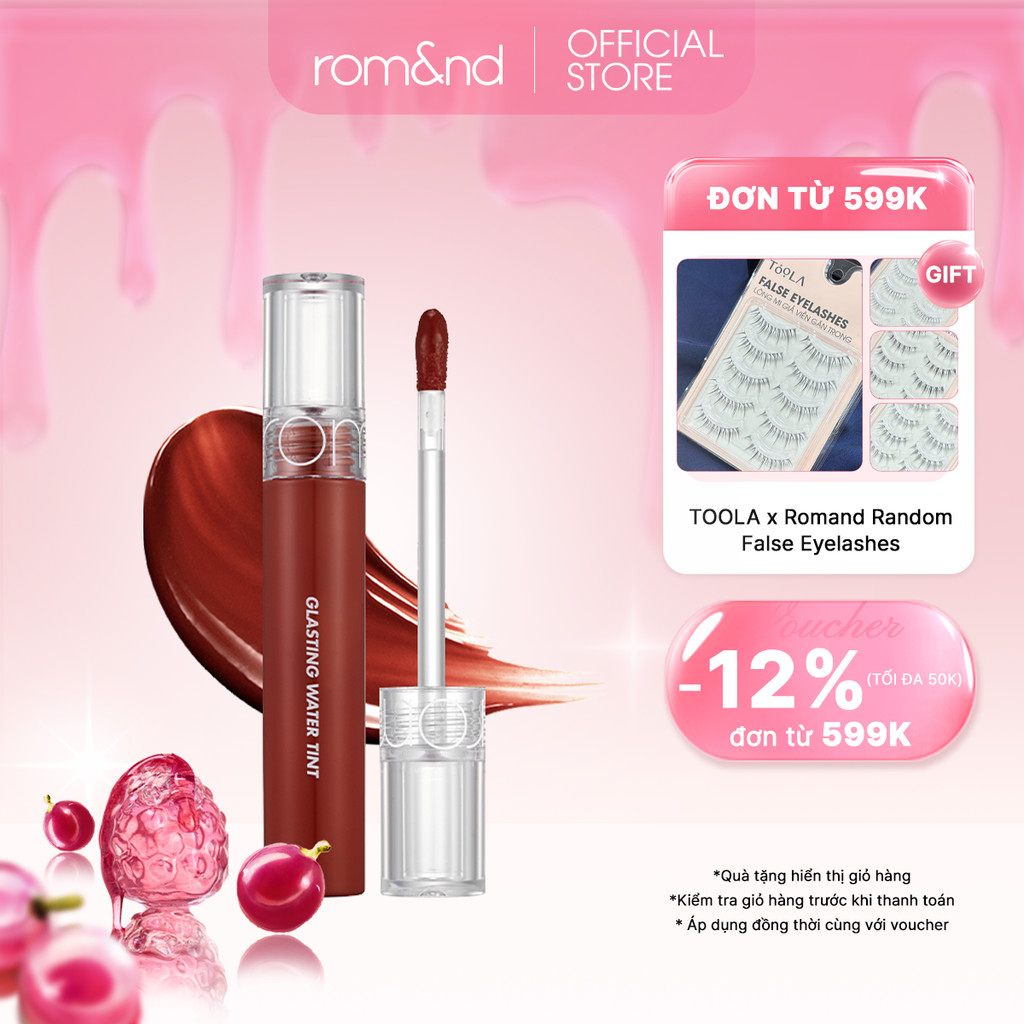 [Rom&nd] Son tint nước siêu lì, lâu trôi Hàn Quốc Romand Glasting Water Tint 4g
