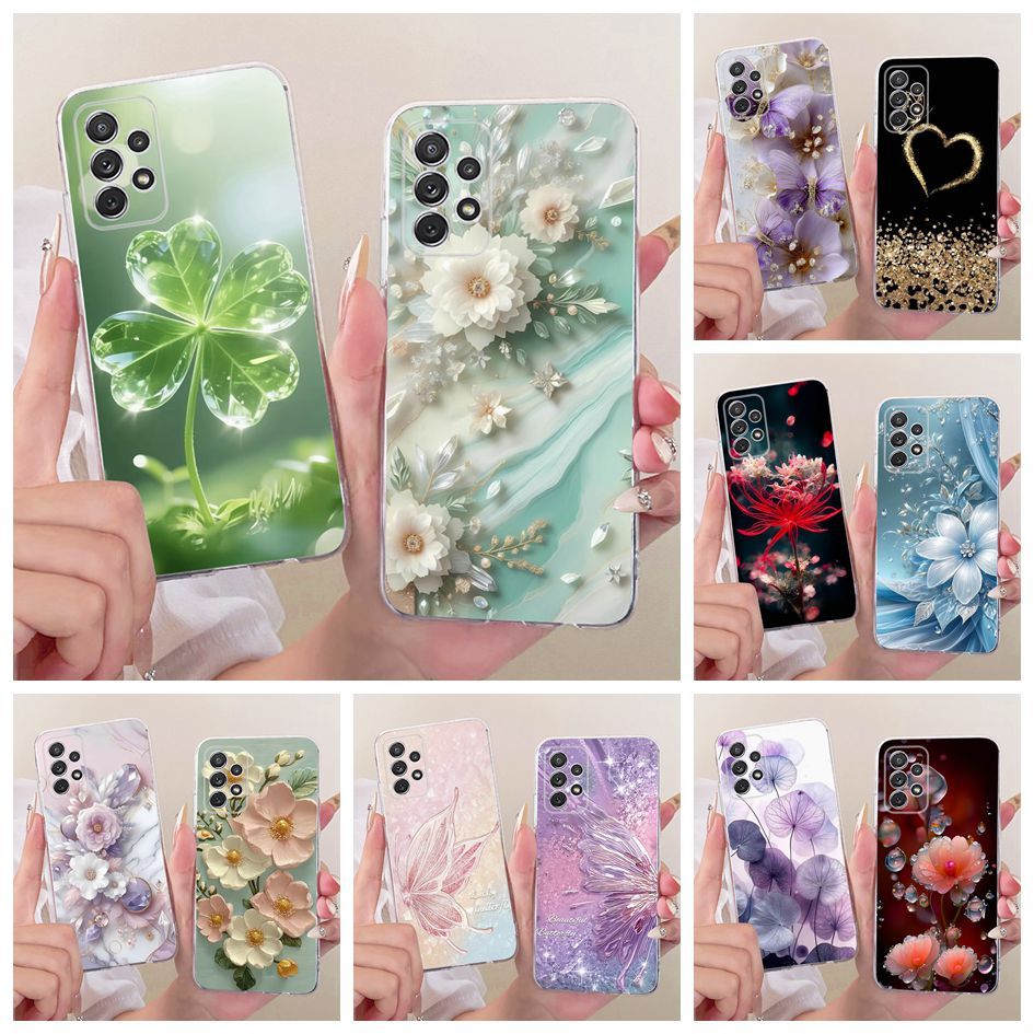 Ốp Lưng Cho Samsung Galaxy A52 A52s A72 5G Ốp Lưng Điện Thoại Hoa Bướm Mềm Silicon Trong Suốt Cho Sa