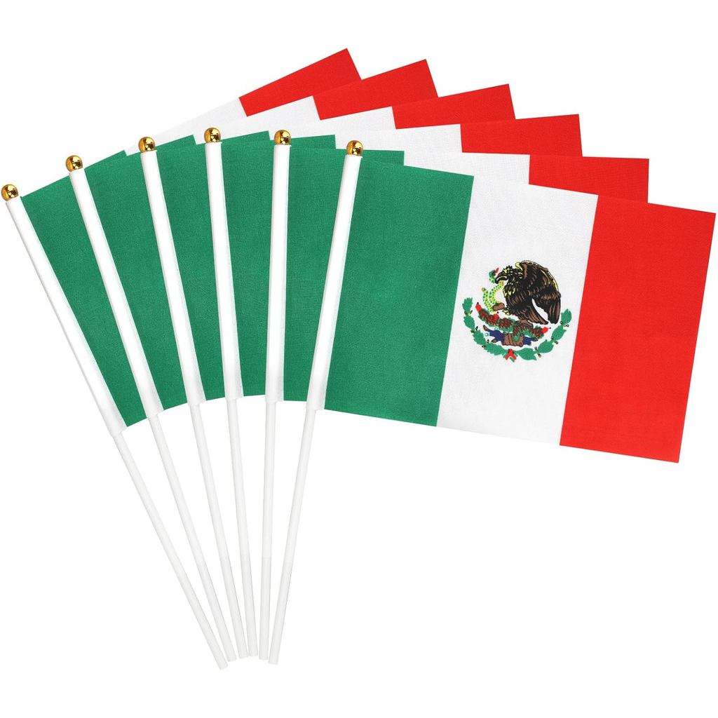 6 Chiếc Cờ Mexico Nhỏ Cầm Tay Cho World Cup 2026 [In HD] [Nhẹ] [Kích Thước Phù Hợp] Cờ Mexico Mexico