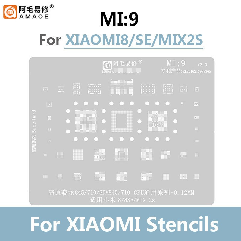 0.12mm Amaoe Mi 9 BGA Reballing Stencil cho Xiaomi 8 8se MIX 2s Snapdragon SDM 845 710 CPU RAM ĐIỆN 