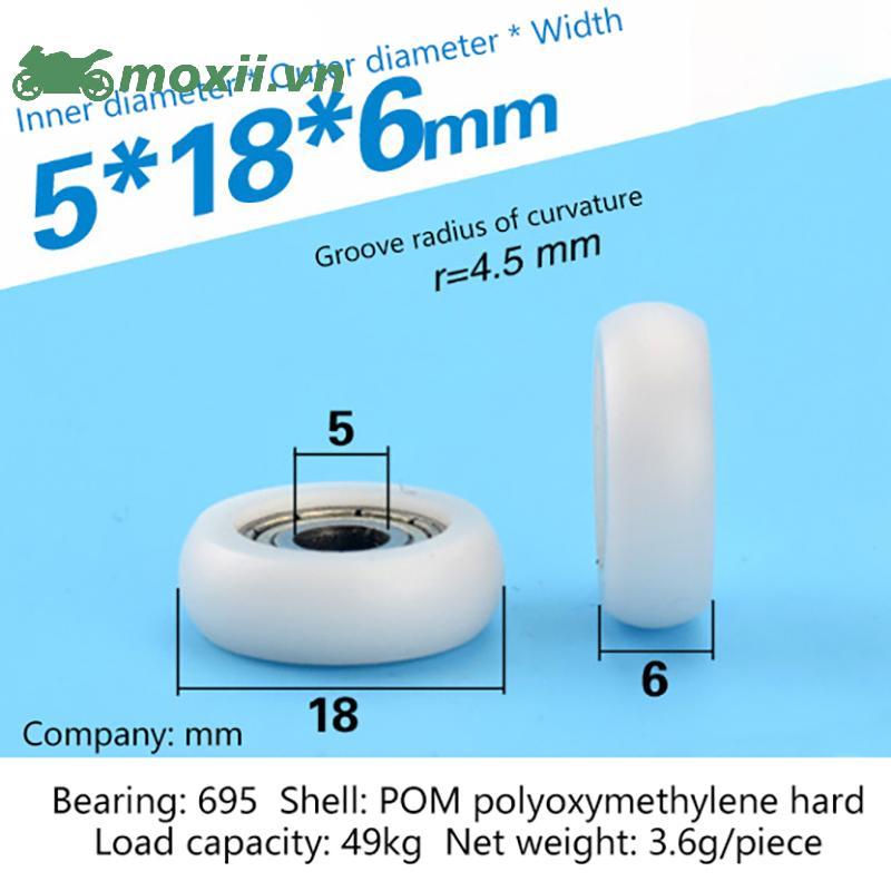 MOX 2 Chiếc 695ZZ 5x18x6mm POM Nylon Vòng Loại Con Lăn Bánh Xe POM Bọc 695ZZ Mang Ròng Rọc Bánh Xe N