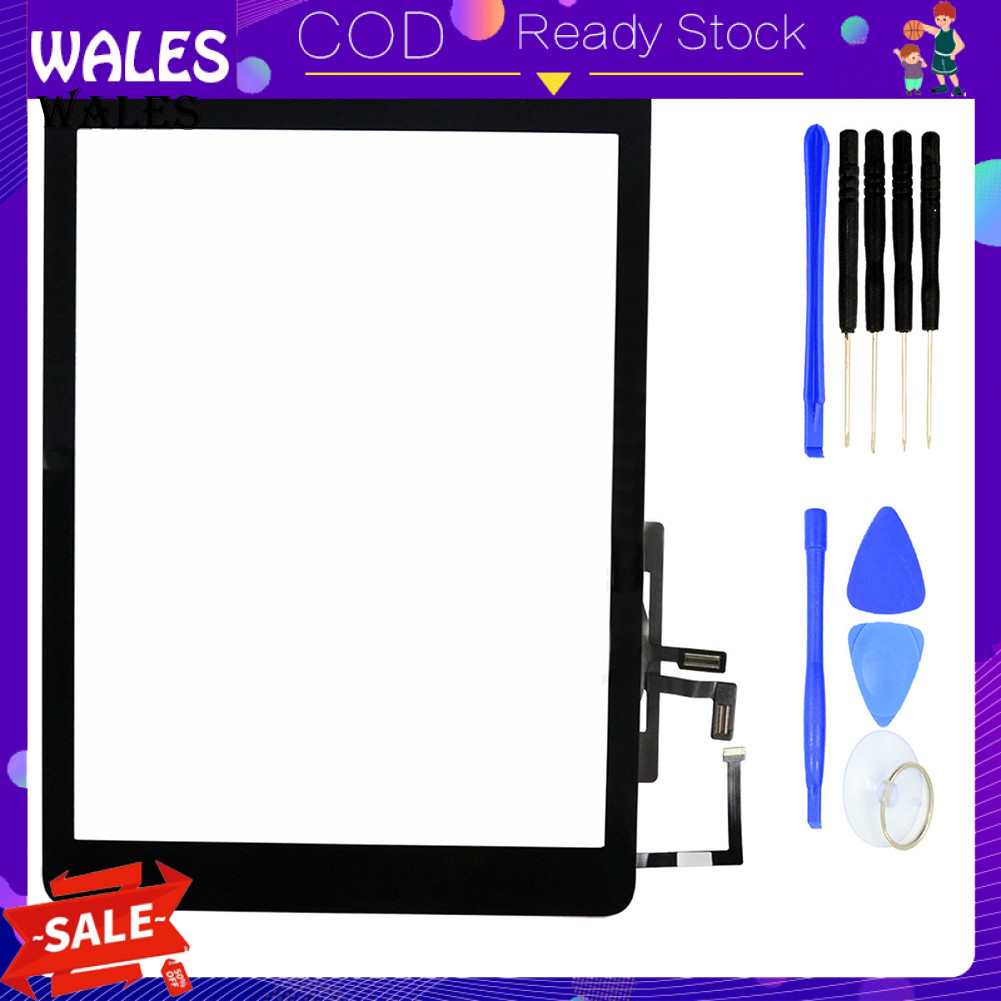 < wales > Màn hình số hóa cảm ứng + Keo dán + Nút Home Flex cho iPad Air A1474 A1475