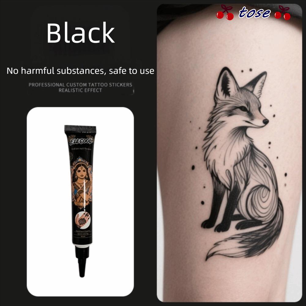 TOSE Henna Tattoo Cream, Dễ sử dụng Màu nâu đen Henna Paste Cone, Body Art Tạm thời Bán vĩnh viễn Me