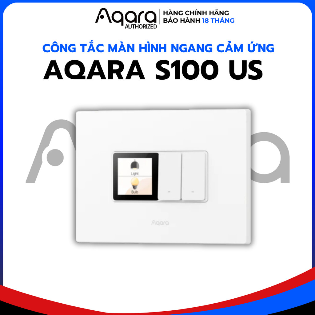 Aqara S100 US - Công Tắc Chữ Nhật Màn Hình Ngang, Tích Hợp Màn Hình Cảm Ứng, 2 Nút Vật Lý, WS-K16D -