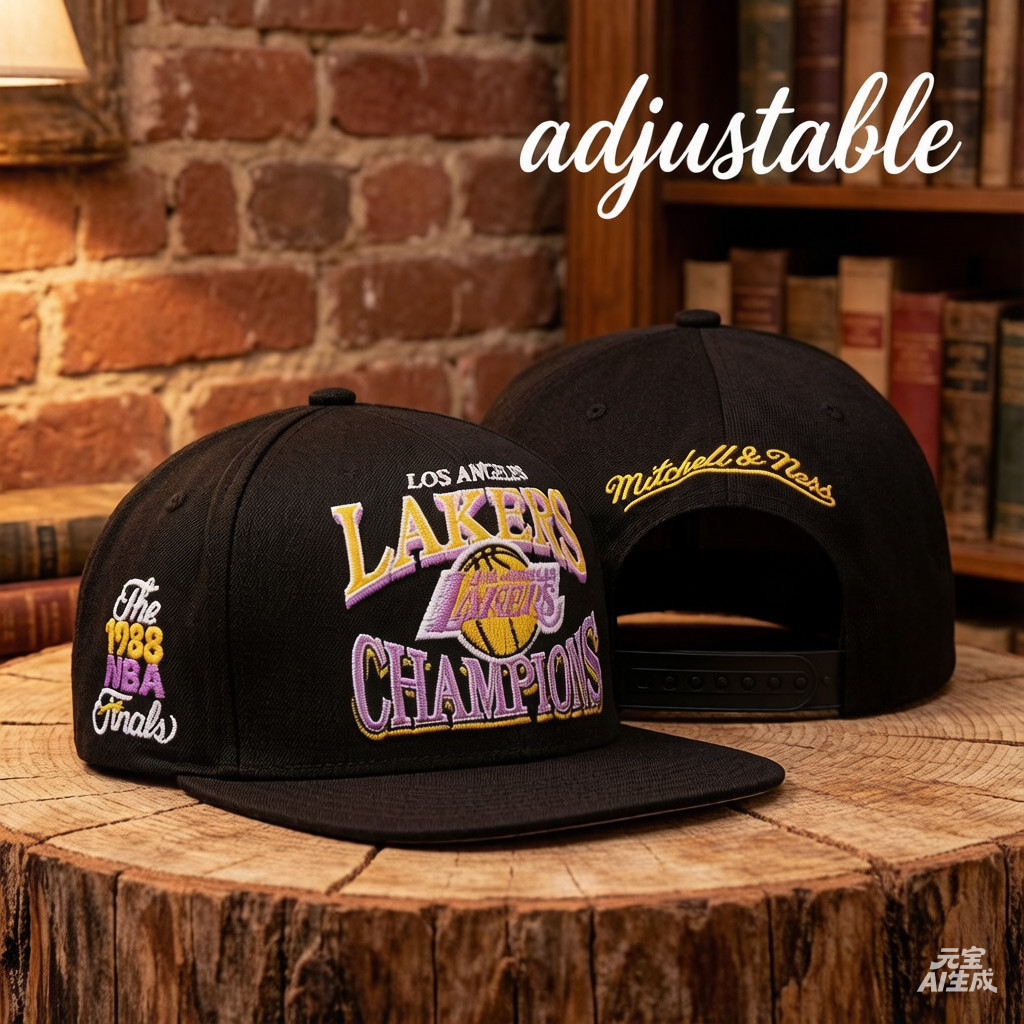 Nam Los Angeles Lakers Mitchell & Ness Đen Gỗ Cứng Cổ Điển SOUL Champions Era Kim Cương Snapback Hat