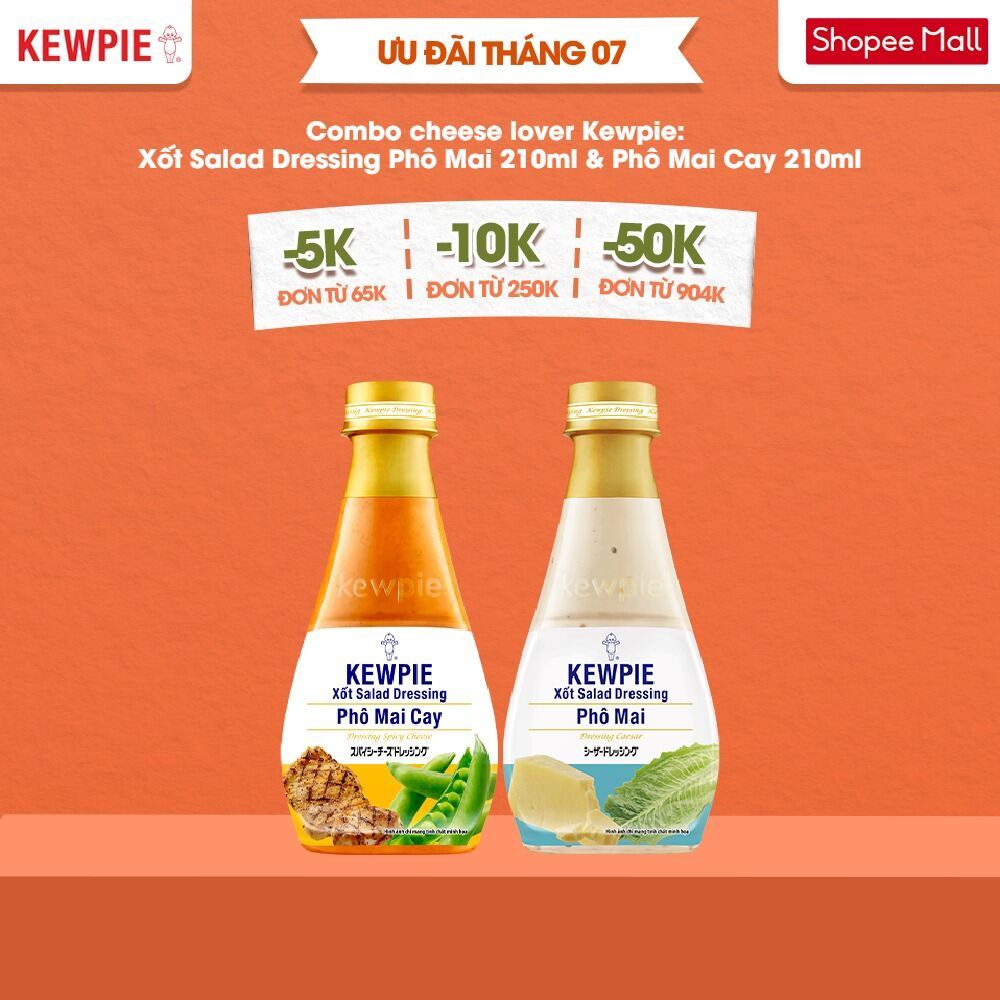 Combo cheese lover Kewpie: Xốt Salad Dressing Phô Mai 210ml & Phô Mai Cay 210ml