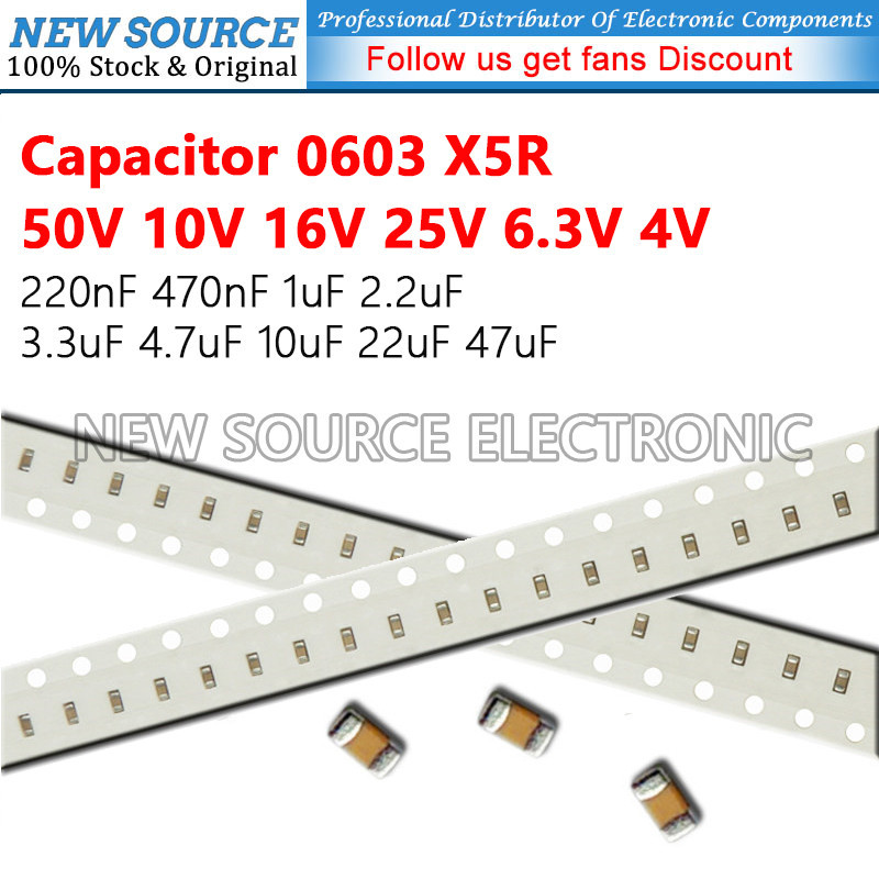 [5-50pcs] 0603 SMD 50V 10V 16V 25V 6.3V 4V X5R Tụ Điện 220nF 470nF 1uF 2.2uF 3.3uF 4.7uF 10uF 22uF 4