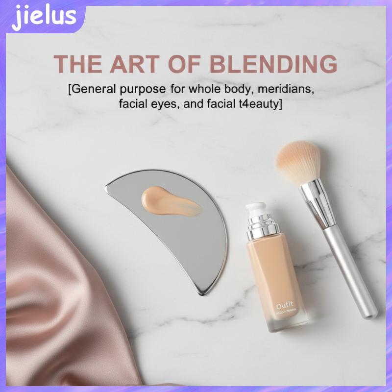 [jielus] Dụng cụ cạo Guasha bằng thép không gỉ có túi da Pu Thìa kim loại Máy mát xa mặt Làm đẹp Dụn