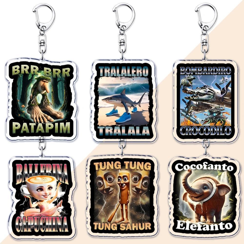 Italian Brainrot Animals Meme Keychains for Accessories Tralalero Tralala Tung Tung Tung Sahur Brr B