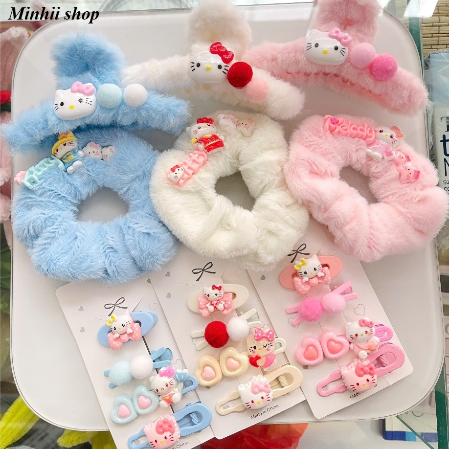 Set quà tặng phụ kiện kitty (1 kẹp lông + 1 dây buộc tóc + 1 set 4 kẹp) | Minhii shop