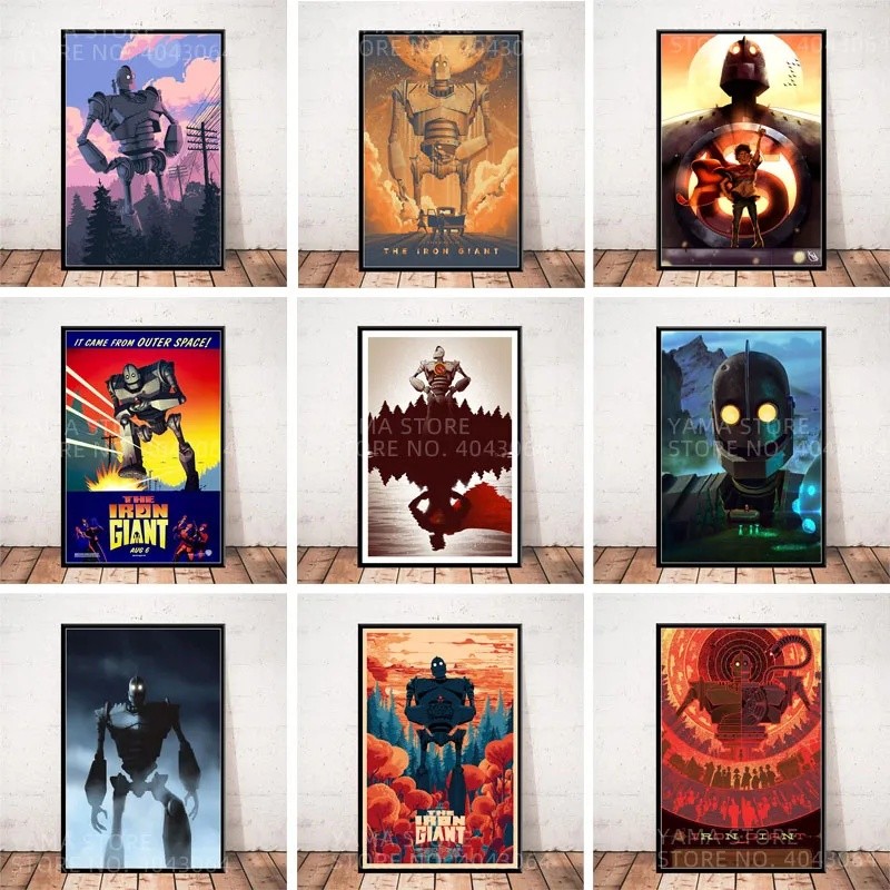 J108 Sắt Khổng Lồ Phim Cổ Điển Robot Treo Tường Nghệ Thuật Tranh Canvas Trang Trí Nhà Cửa Poster