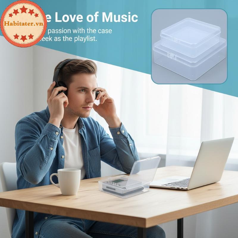 TATER Nhẹ MD Walkman Hộp Bảo Quản Chống Ẩm Nhựa Cứng Chống Thấm Nước Cho Máy Nghe Nhạc MiniDisc Di Đ