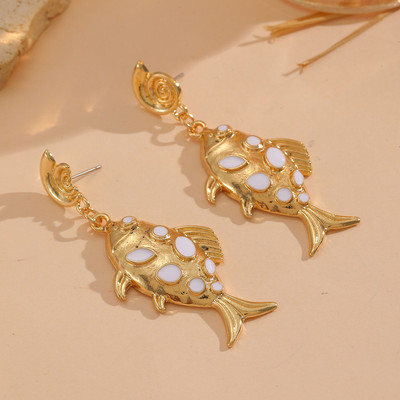 Pinkdudu Cá Hợp Kim Bông Tai Họa Tiết Kim Loại Dangles Nhỏ Lô Thiết Kế Trang Sức Cho Nữ PD2549