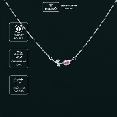 Dây chuyền bạc nữ 925 HELINO Hoa Tulip đính đá hồng C73