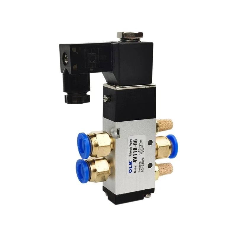 4V110-06 5 Chiều 2 Vị trí 1 / 8 "Van điện từ điều khiển bằng khí nén DC 24V DC 12V AC 110V AC220V vớ