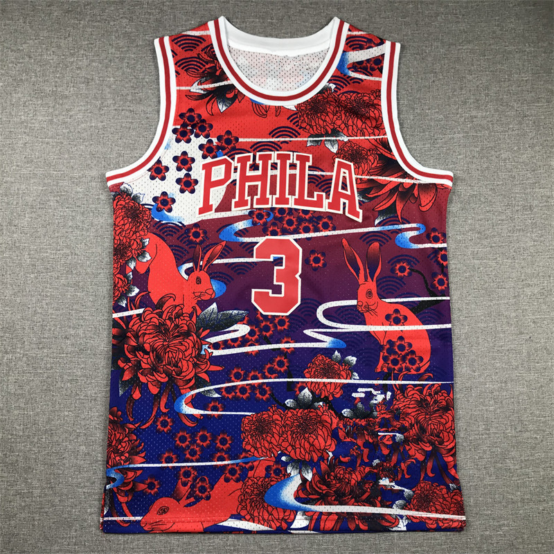 Áo bóng rổ Iverson, logo thêu, Number3 。