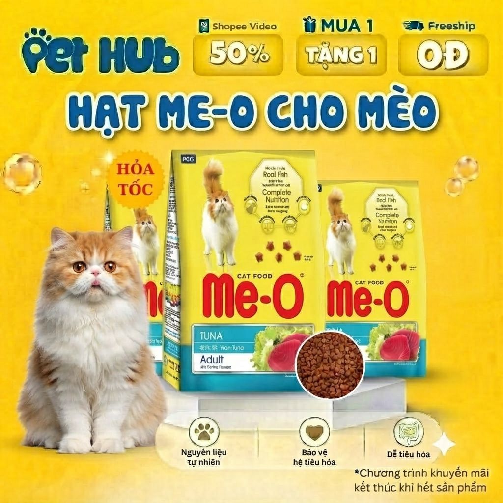 [1KG] Hạt ME-O Cho Mèo TÚI 1KG, Hạt Mèo Vàng Me-O